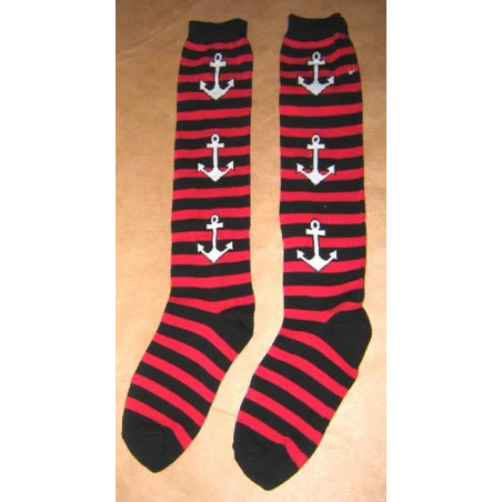 Long socks red-and-black anchors