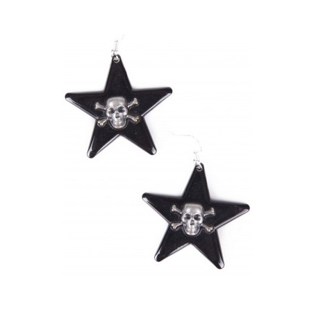 Couple earrings black stars and skulls