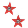 Couple earrings red stars and skulls