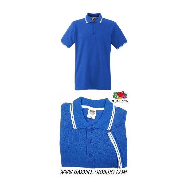Blue polo shirt with stripes
