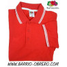 Red polo shirt with stripes