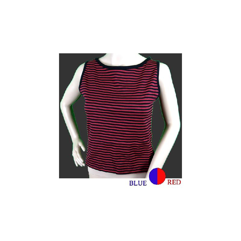 T-shirt red and black stripes suspenders