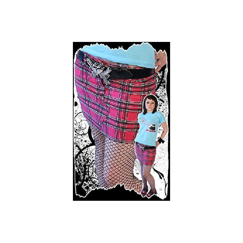 Minifalda tejana escocés rosa