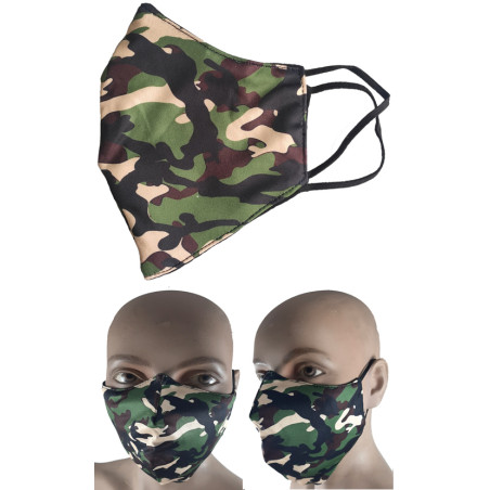 Double fabric mask with pocket for green camouflage filter
