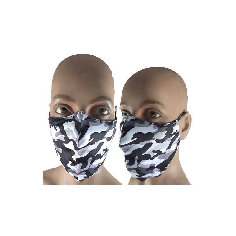 Double fabric mask with pocket for urban camouflage filter