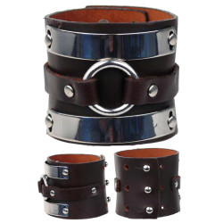 Wide leather wristband with...