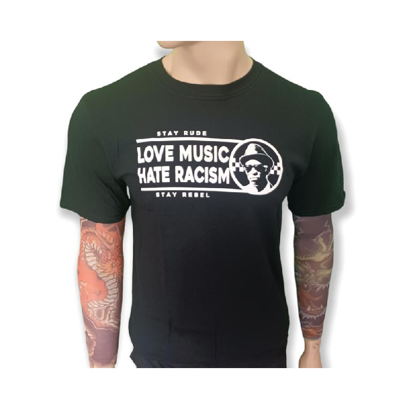 T-shirt Love music hate racism