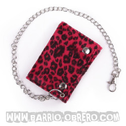 Red leopard wallet with chain