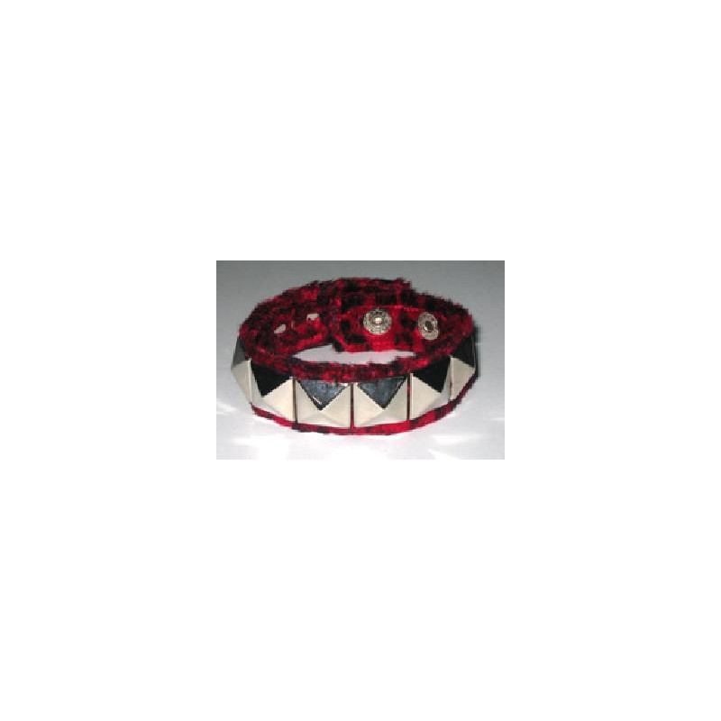 Wristband 1 row skewer pyramid red leopard