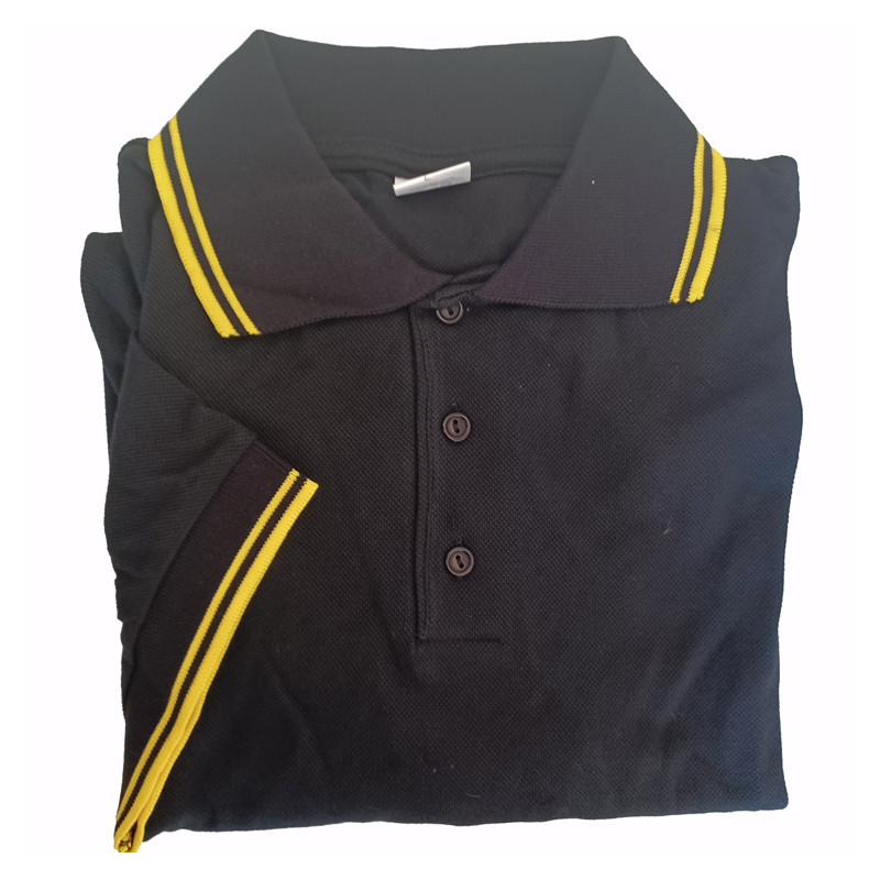 Black polo shirt with stripes
