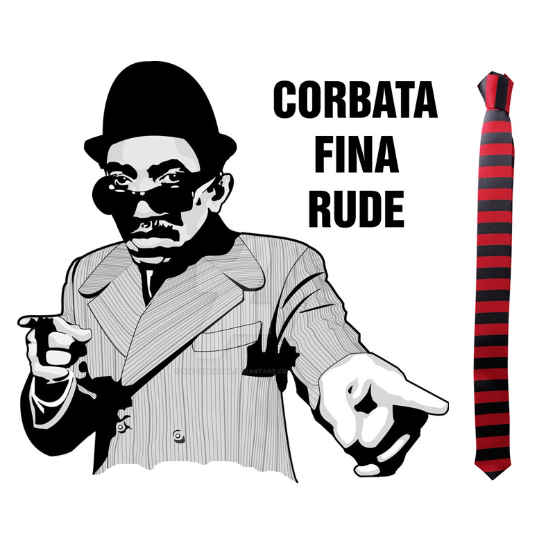 Thin tie Rude red-and-black stripes