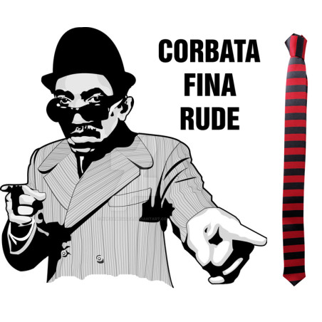 Thin tie Rude red-and-black stripes