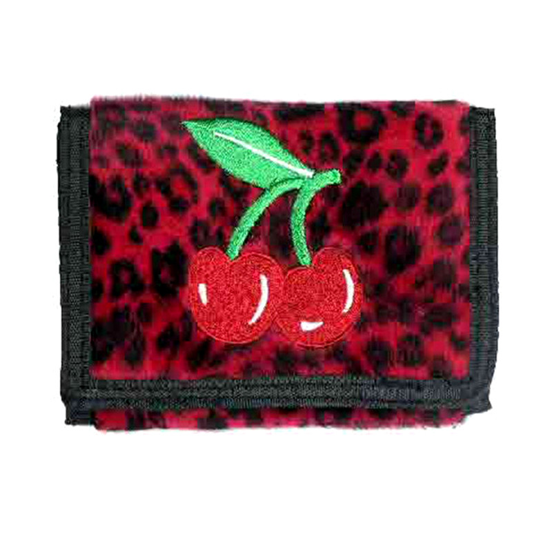 Red leopard wallet with cherries