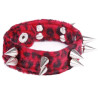 Wristband 2 rows spikes red leopard
