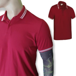 Red technical woven polo shirt