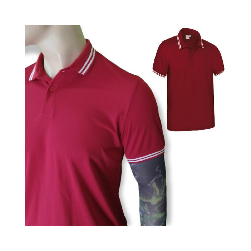 Red technical woven polo shirt
