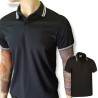 Black technical woven polo shirt
