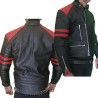 Black leather jacket red stripes