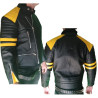 Black leather jacket yellow stripes