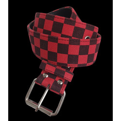 Red-and-black checkered belt