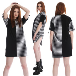 Bicolor dress with stripes