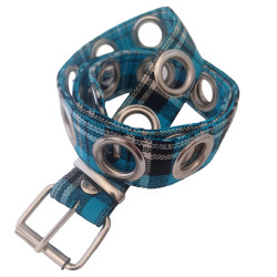 Cinturón argollas escocés azul