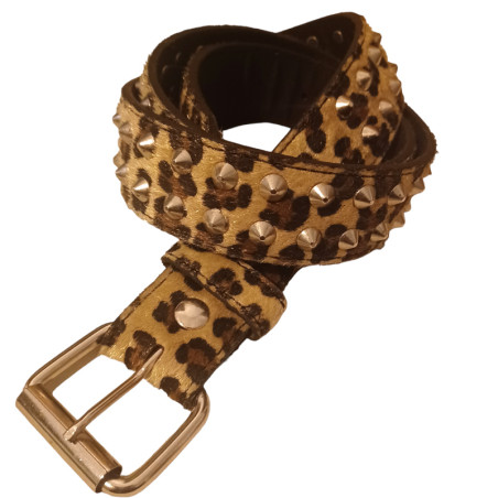 Cinturón 2 filas pinchos leopardo