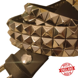 Leather belt 3 rows pyramid spikes