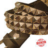 Leather belt 3 rows pyramid spikes