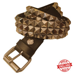 Leather belt 3 rows pyramid spikes