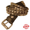 Leather belt 3 rows pyramid spikes