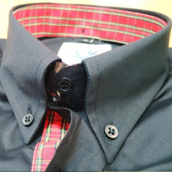 Black plaid button-down shirt