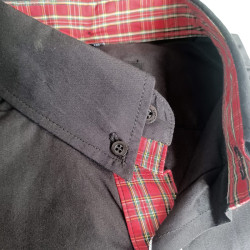 Black plaid button-down shirt