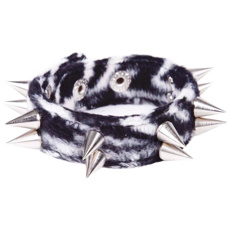 Muñequera 2 filas pinchos cebra