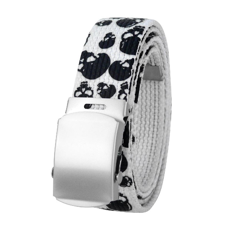 Fabric belt with skulls