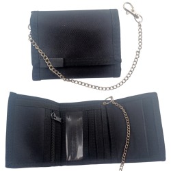 Black fabric wallet with chain