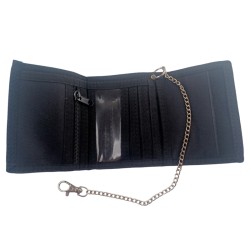 Black fabric wallet with chain