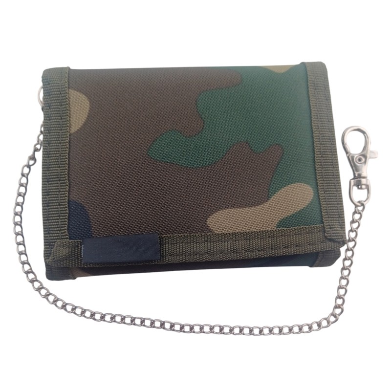 Camouflage fabric wallet with chain