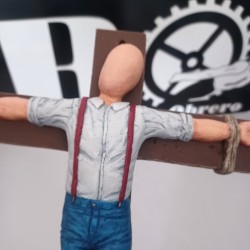 Large crucified skinhead figure
