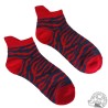 Pair of red-and-black zebra socks