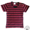 Women's red-and-black striped t-shirt