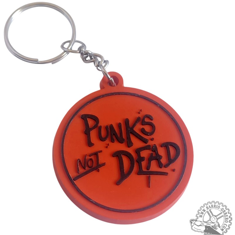 Punks not dead rubber keychain