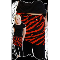 Red zebra denim miniskirt