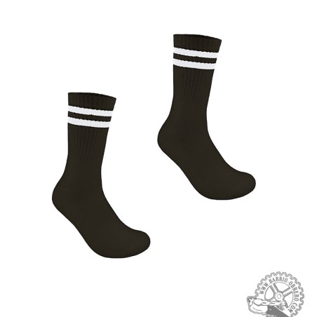 Pareja calcetines negros rayas blancas