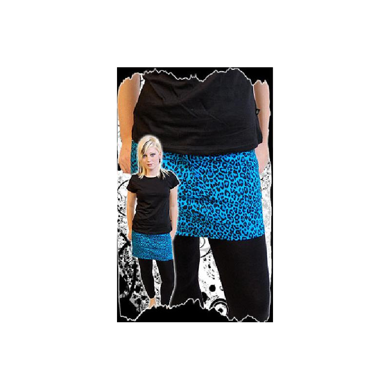 Minifalda tejana leopardo azul