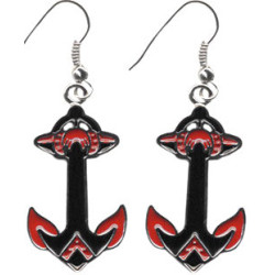 Red-and-black anchor earrings