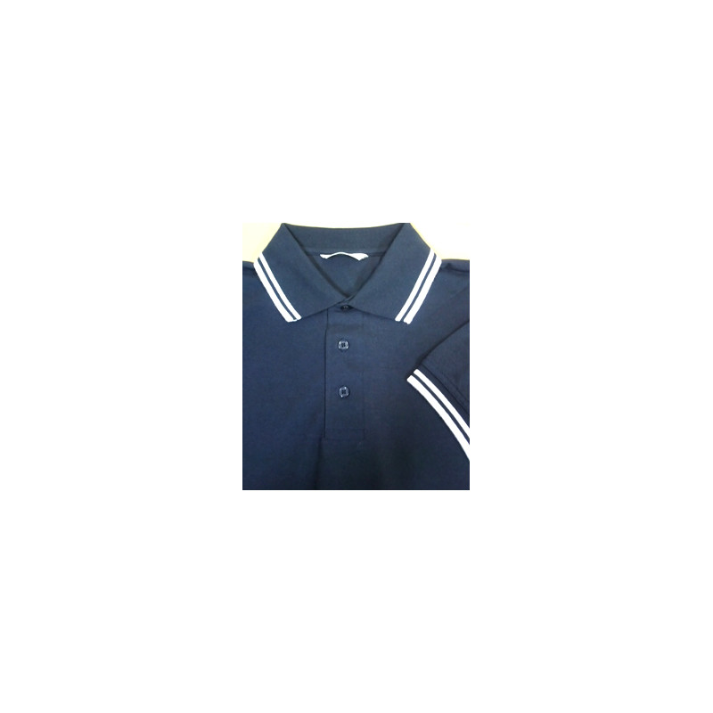 Navy blue polo shirt with stripes