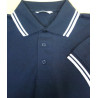 Navy blue polo shirt with stripes